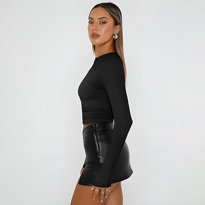 Long Sleeve Basic Tee Women's Crew Neck Slim Fit Tops